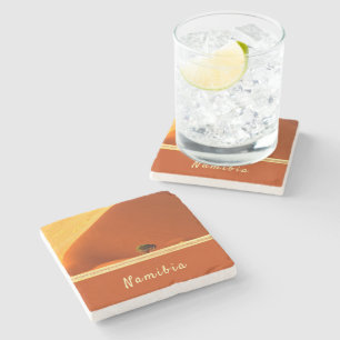 Namibië rode duinen van Sossusvlei foto met tekst Stenen Onderzetter