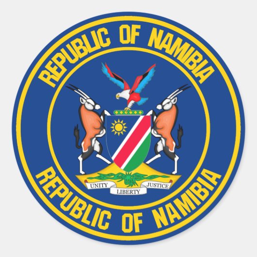 Namibië Round Emblem Ronde Sticker (Voorkant)