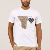 Namibië Vlag hart en kaart T-shirt (Voorkant)