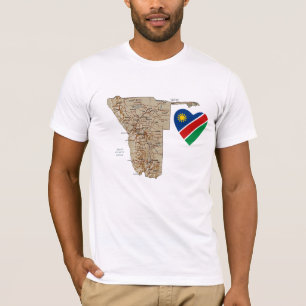 Namibië Vlag hart en kaart T-shirt