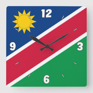 Namibië vlag Rode Blauwe Witte Aantallen Patriot Vierkante Klok