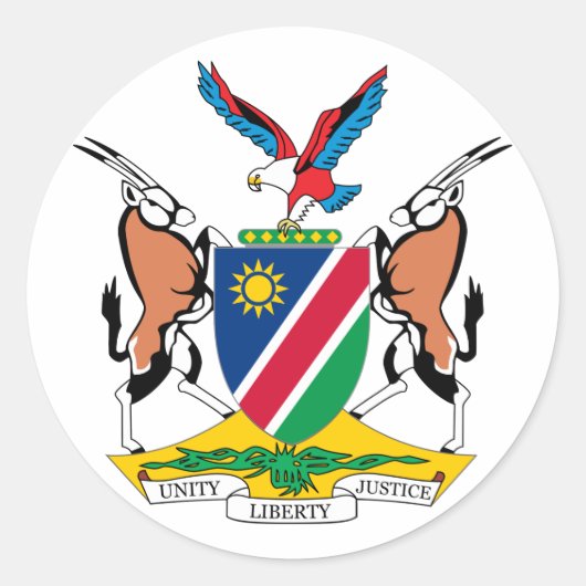 Namibië wapenschild ronde sticker (Voorkant)