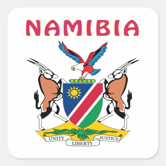 Namibië wapenschild vierkante sticker (Voorkant)