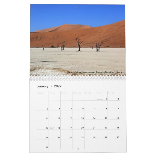 Namibische gedrukte agenda kalender (Jan 2027)