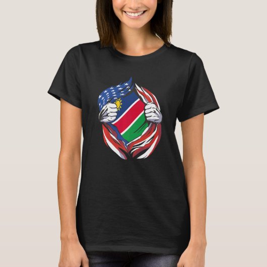 Namibische vlag Amerikaanse trots op mijn Namibisc T-shirt (Voorkant)