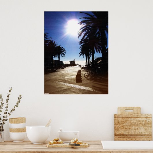 namiddag in het strand van Hermosa Poster (Keuken)