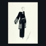 namiddag van de dress Art Deco Tekening van de er Poster<br><div class="desc">Dit is een digitaal verbeterde afdruk van een  pen en inkttekening met de titel Robe d'après-midi (Aftermiddags). Het werd getekend rond 1922 door Erté voor Harpar's Bazaar en bevat een vrouw model in lange zwarte jurken,  drie bontbanden op sleeves en heuppanelen.</div>