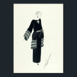 namiddag van de dress Art Deco Tekening van de er Poster<br><div class="desc">Dit is een digitaal verbeterde afdruk van een  pen en inkttekening met de titel Robe d'après-midi (Aftermiddags). Het werd getekend rond 1922 door Erté voor Harpar's Bazaar en bevat een vrouw model in lange zwarte jurken,  drie bontbanden op sleeves en heuppanelen.</div>