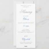 Naming Celebration Photo Baby Blue Invitation Feestdagenkaart (Achterkant)
