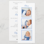 Naming Celebration Photo Baby Blue Invitation Feestdagenkaart (Voorkant / Achterkant)
