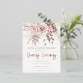 Naming Ceremony Dusty Roos Bloemen Roos Goud Folie Uitnodiging Briefkaart (Staand Voorkant)