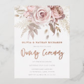 Naming Ceremony Dusty Roos Bloemen Roos Goud Folie Uitnodiging Briefkaart (Voorkant)