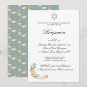 Naming Ceremony Hebrew Baby Boy Uitnodiging (Voorkant / Achterkant)