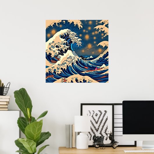 Nami's  Wave: Retro Elegance Poster (Thuiskantoor)