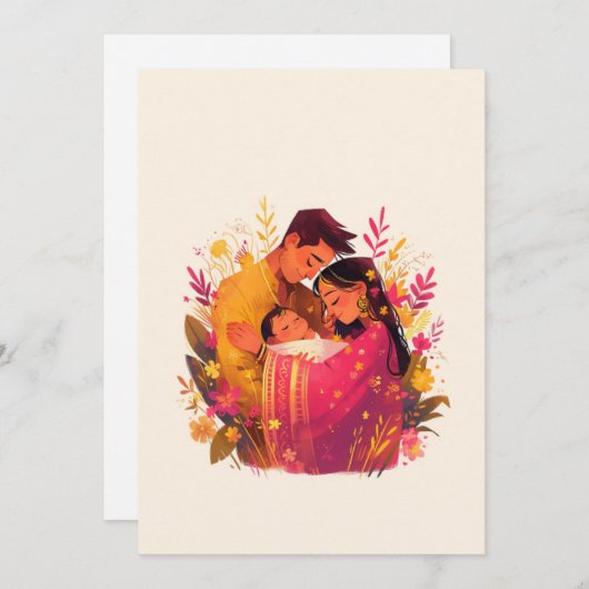 Namkaran Baby Naming Ceremony Uitnodiging (Voorkant / Achterkant)