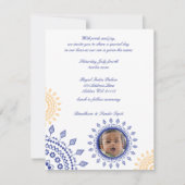 Namkaran Blue & Yellow Baby Naming-uitnodigingen Kaart (Voorkant)