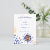 Namkaran Blue & Yellow Baby Naming-uitnodigingen Kaart (Staand voorkant)