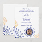 Namkaran Blue & Yellow Baby Naming-uitnodigingen Kaart (Voorkant / Achterkant)