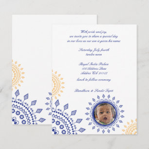 Namkaran Blue & Yellow Baby Naming-uitnodigingen Kaart