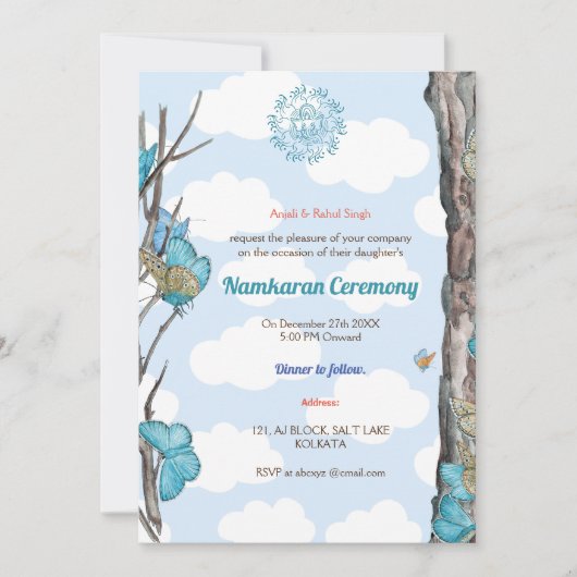 Namkaran Naming Ceremony Gouden Elementen Kaart (Voorkant)