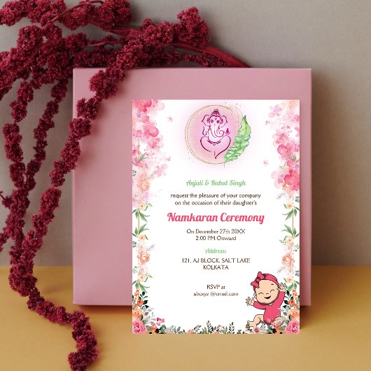 Namkaran Naming Ceremony Gouden Elementen Kaart