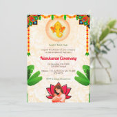 Namkaran Naming Ceremony Gouden Elementen Kaart (Staand voorkant)