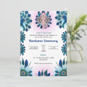 Namkaran Naming Ceremony met Peacock Ganesha Logo Kaart (Staand voorkant)