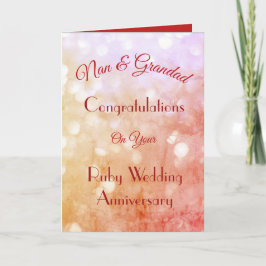 Nan & Grandad Ruby Jubileum Wenskaart. Kaart