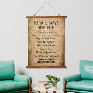 Nan & Papa House Rules Hangend Wandkleed