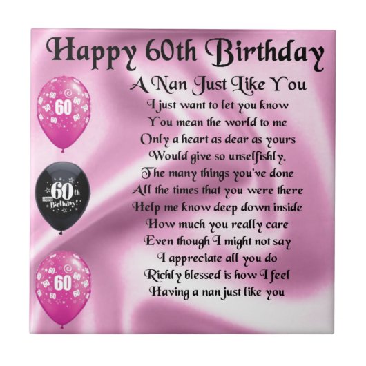 Nan Poem - 60th Birthday Tegeltje (Voorkant)