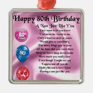 Nan Poem - 80th Birthday Metalen Ornament