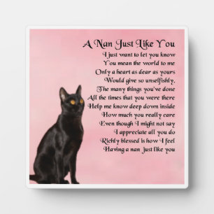 Nan Poem Plaque - ontwerp met zwarte kat Fotoplaat