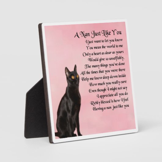 Nan Poem Plaque - ontwerp met zwarte kat Fotoplaat (Voorkant)