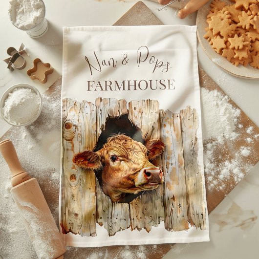 Nan & Pop's Farmhouse Cute Country Farm Cow Theedoek