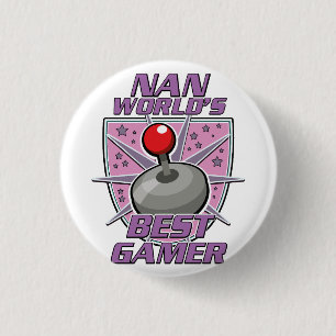Nan World's beste gamer retro logo Ronde Button 3,2 Cm