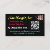 NAN WRIGHT visitekaartje voor mijn online Zazzle s (Voorkant)