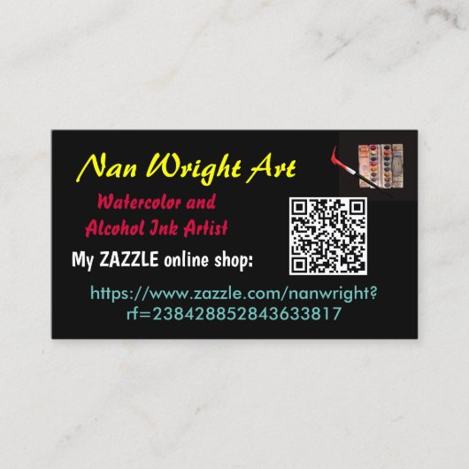 NAN WRIGHT visitekaartje voor mijn online Zazzle s (Voorkant)