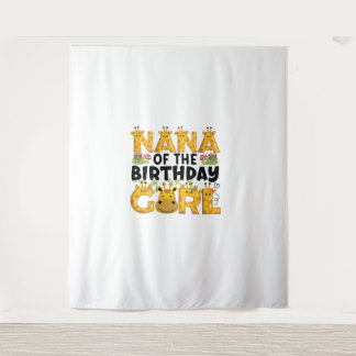 Nana 1e verjaardag meisje giraffe thema feest dier wandkleed
