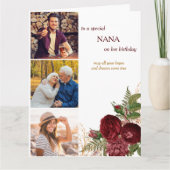 Nana 3 Foto Red Roses Birthday Kaart (Voorkant)