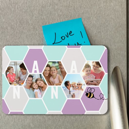 Nana 5 Foto Collage 4 Letter  Honeycomb Magneet