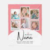 Nana 6 Fotocollage Modern Script Roze Fleece Deken (Voorkant)