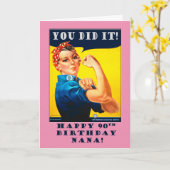 Nana 90th Birthday met Rosie de Riveter Kaart (Gele Bloem)