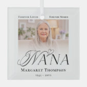 Nana Aandenken Foto Herinnering Glas Ornament (Voorkant)