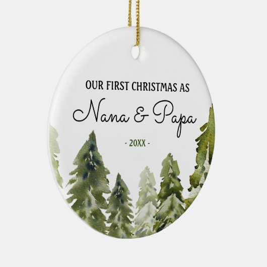 Nana and Papa Ons eerste kerstfeest als grootouder Keramisch Ornament (Rechts)