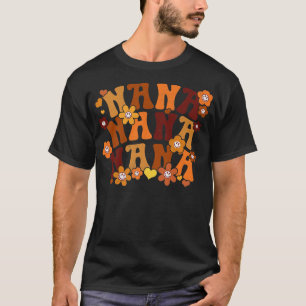 Nana Autumn Retro Groovy Hippie Heart Flor T-shirt