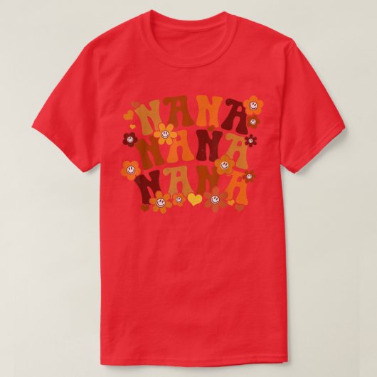 Nana Autumn Retro Groovy Hippie Heart Flor T-shirt (Design voorkant)