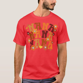 Nana Autumn  Retro Groovy Hippie Heart Flor T-shirt