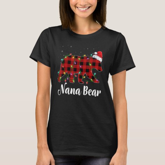 Nana Bear Buffalo Red Plaid Matching Family Christ T-shirt (Voorkant)