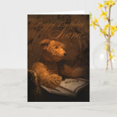 Nana Birthday Kaart met teddybeer die een boek lee (Gele Bloem)