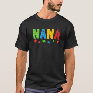 Nana Blocks Hoofd Bouwer Brick Bouwer Birthday T-shirt